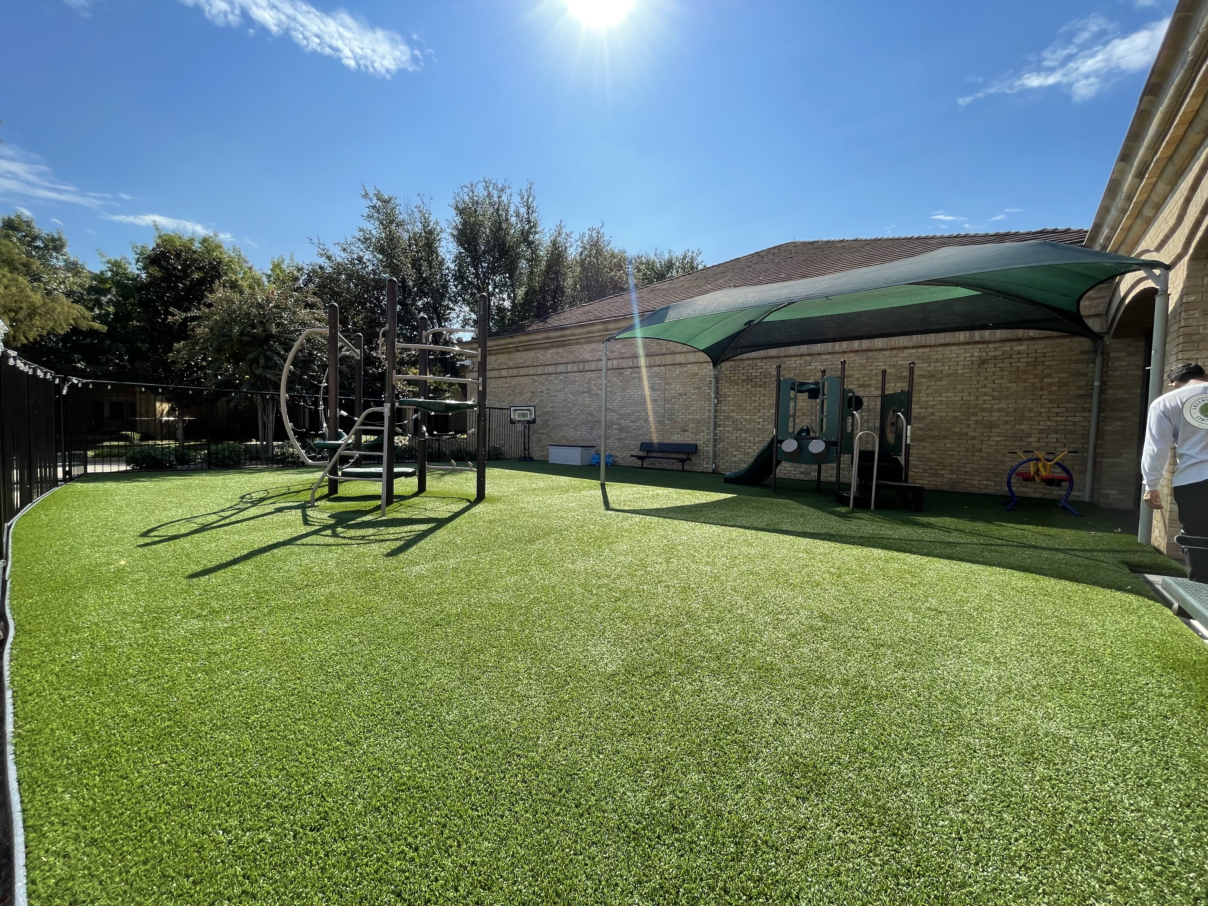 Commercial playground shade area - Green Forever Turf Texas