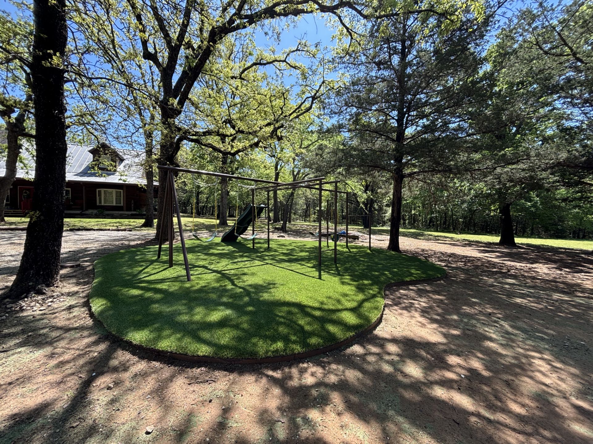 Completed synthetic turf playground installation in DFW