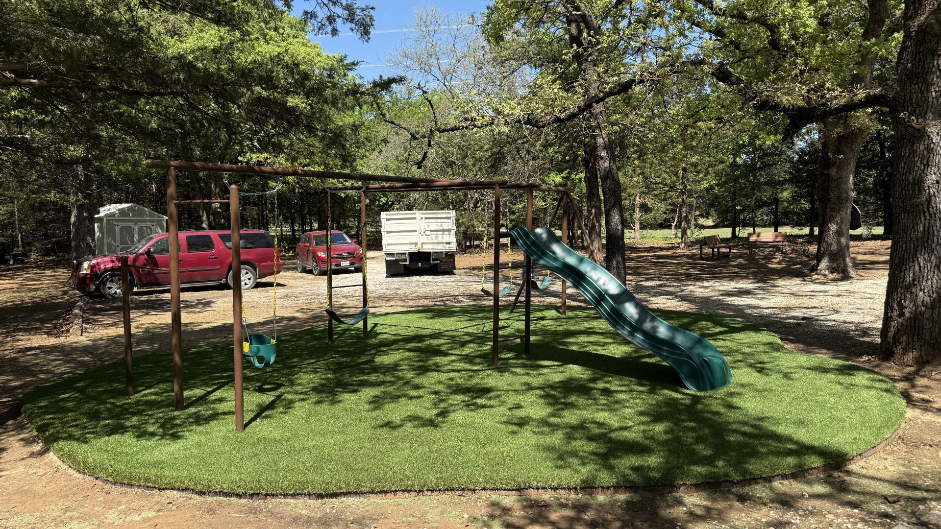 Full playground installation with synthetic turf completed in DFW